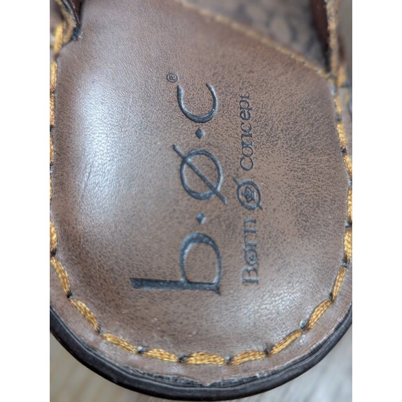 BOC Born Karley Clogs Mules Women's 10 Brown Tooled Leather Buckle Slip Ons - Picture 11 of 14